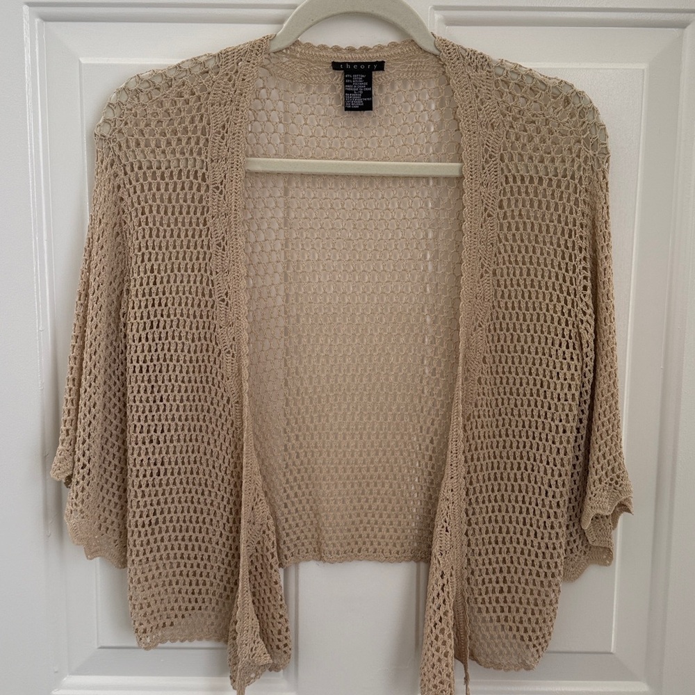 Theory Beige Open-Knit Shrug - Size Large - Picture 2 of 10
